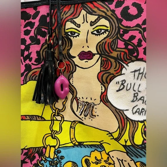 Betsey Johnson “Bulldog Bag (Arf-Arf)” Comic Pop Art Tote Custom Refreshed - Picture 3 of 16